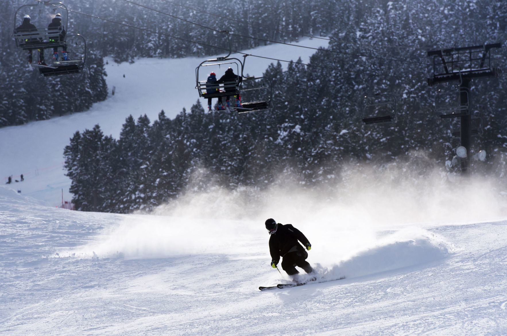 Skiing down Snow King
